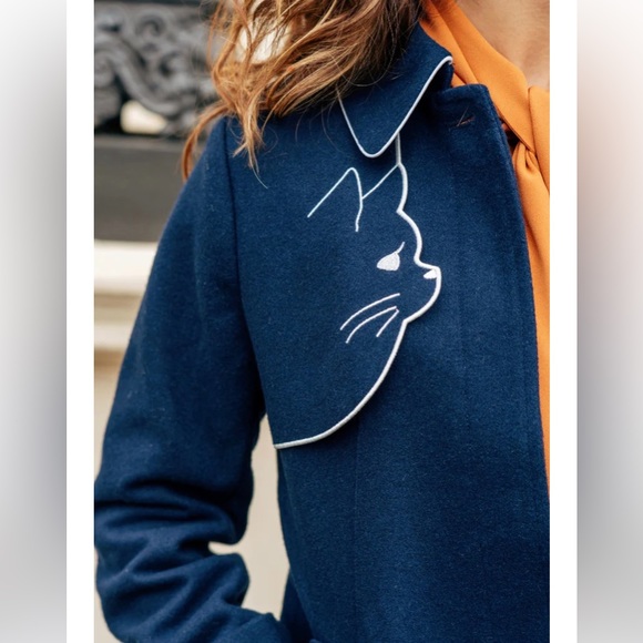 NWT Miss Patina Ailurophile Wool Trench Coat - M - UK SZ10 - Picture 6 of 11